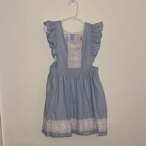 Charming Blue Kids Dress with Lace Accents